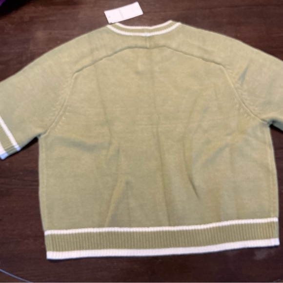 Abercrombie & Fitch Women's Olive Sweater with White Trim - Picture 2 of 10